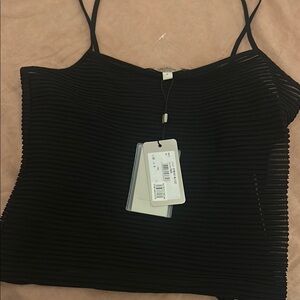 Armani Collezioni Black Ribbed Spaghetti Strap Camisole size 6 NWT